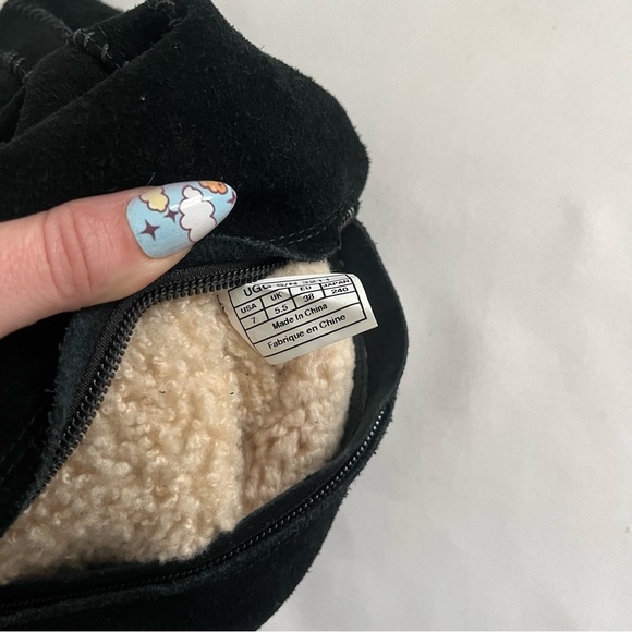 UGG Australia Lillian Black Suede Knee High Sherling Clog Boots Size 7 - Picture 10 of 16